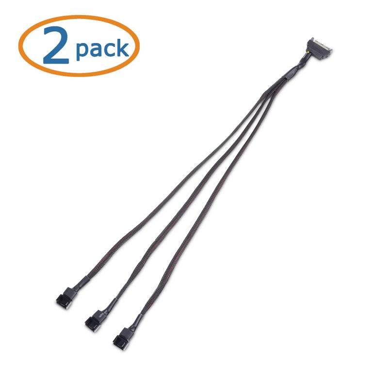 Cable Matters 2-Pack 3 Computer Case Fan Splitter Cable with SATA Power - 16 Inches - Image 2
